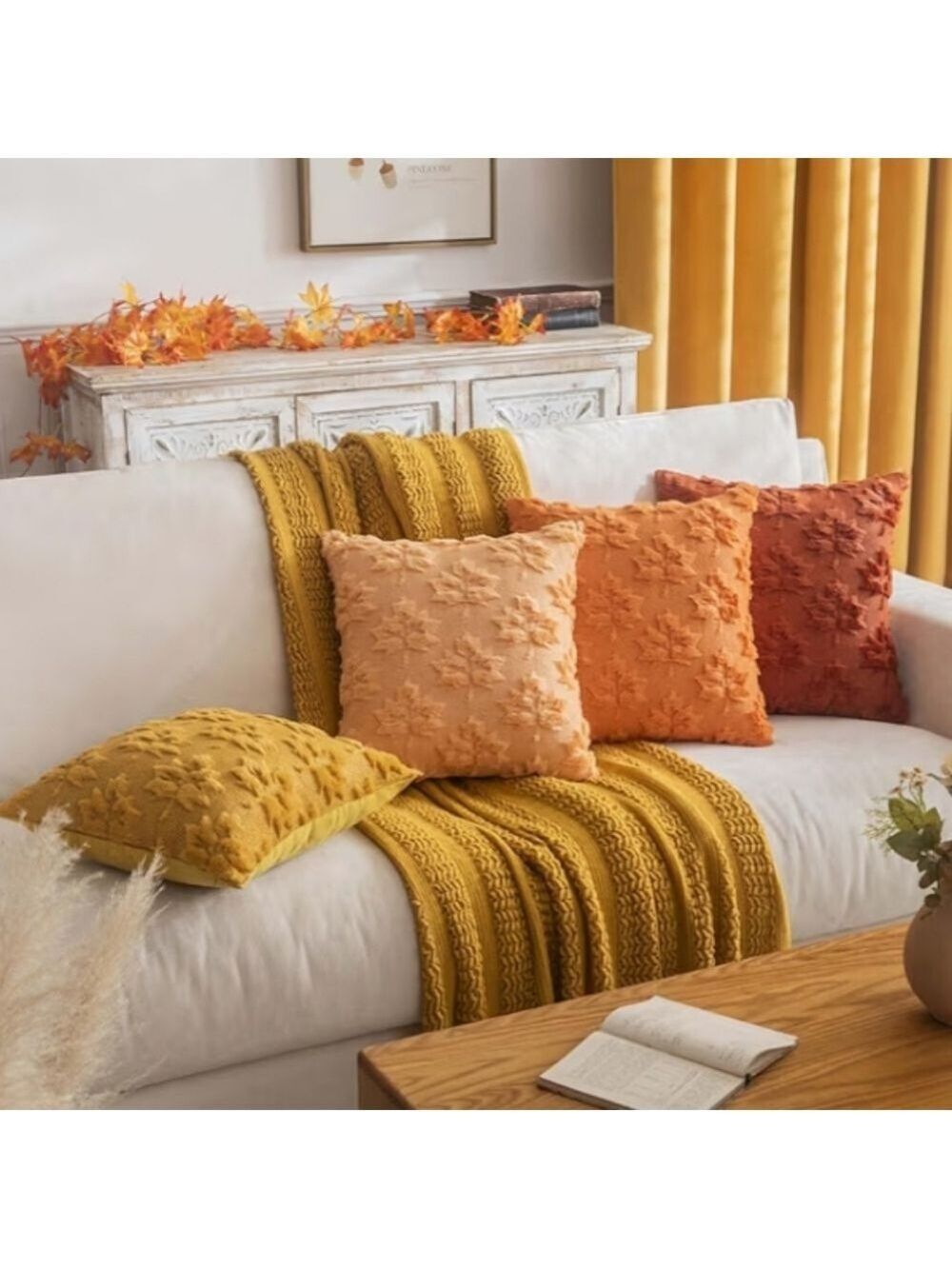 2/$20 NWT Fall Maple Leaf Autumn Burnt Orange Pillowcases Set Of 2 - Picture 2 of 6